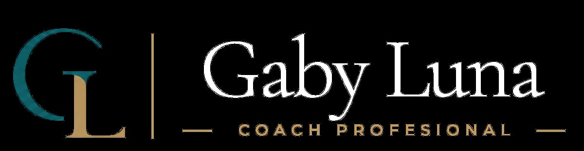 Gaby Luna professional coach logo with teal and gold lettering on black background
